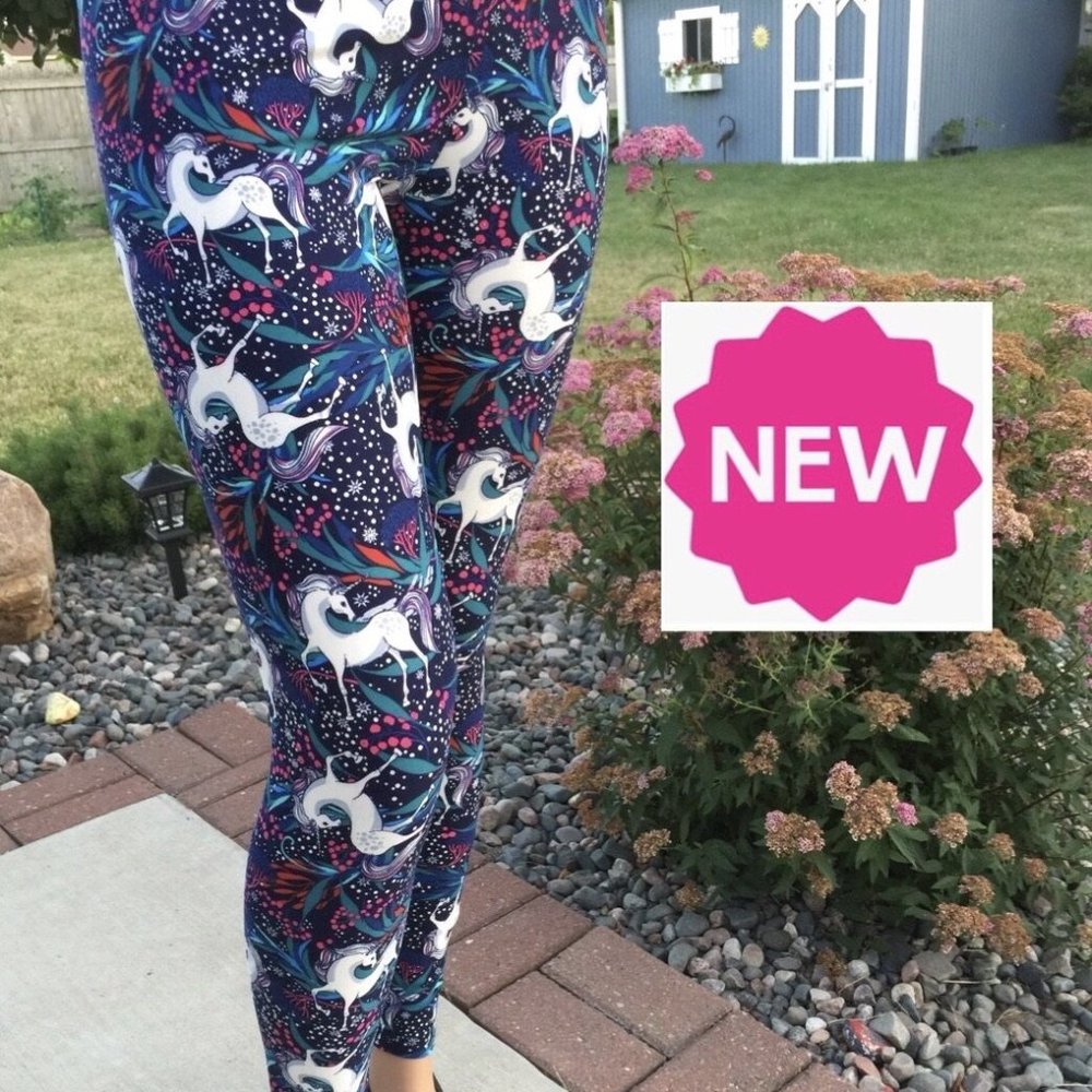 Womens Leggings, Unicorn Print, Buttery Soft Yoga Pants, Size OS or S/M/L - Picture 5 of 10